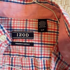 IZOD Men's Pink and Blue Checkered Shirt